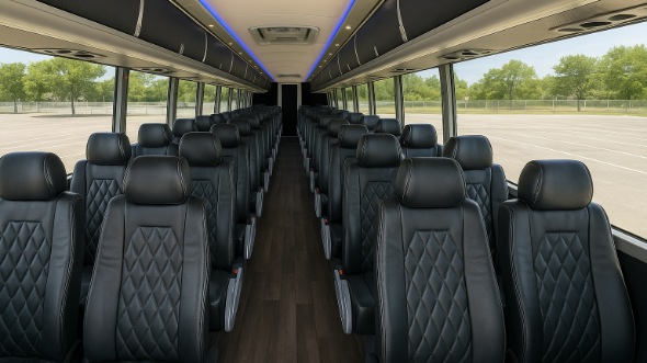 Interior of Charter Bus Company Great Falls's 55 Passenger Charter Bus in Great Falls