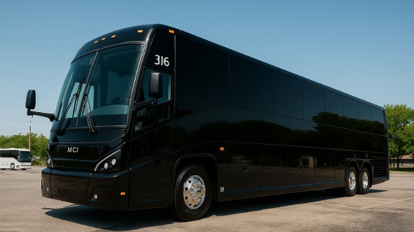 Exterior of Charter Bus Company Great Falls's 56 Passenger Charter Bus in Great Falls