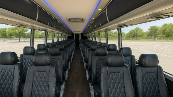 Interior of Charter Bus Company Great Falls's 56 Passenger Charter Bus in Great Falls