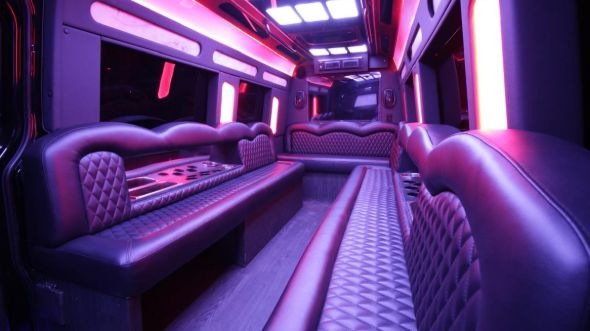 Interior of Charter Bus Company Great Falls's Sprinter Limo in Great Falls